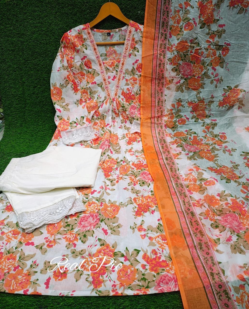 Cotton Embroidered Anarkali Kurta Set